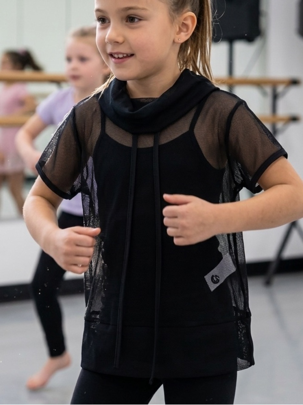 Sheer Black Mesh Short-Sleeve Hoodie